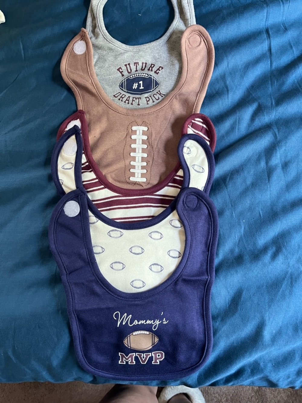 5 Pack Football Theme Boys Bibs